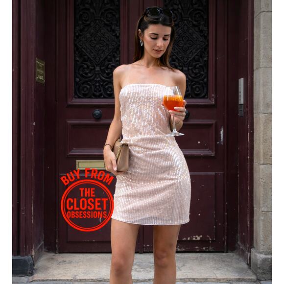 Zara Dresses & Skirts - ZARA Strapless Sequin Mini Dress NWT Pink Size L